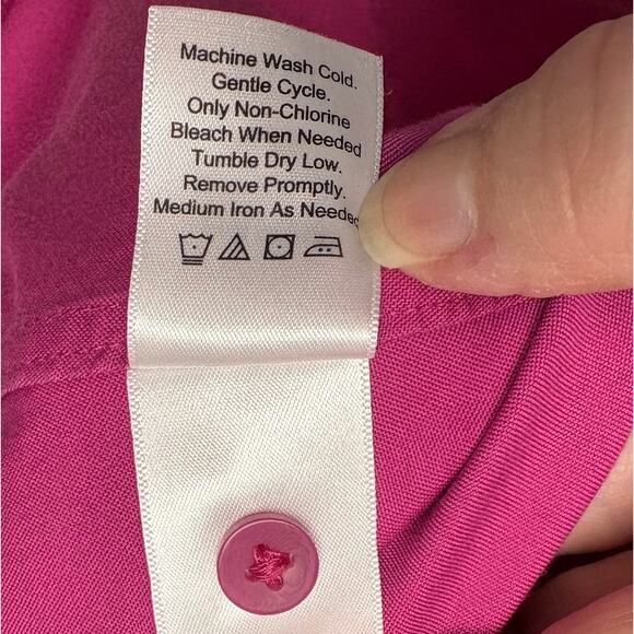 Coldwater Creek Pink Button Down, No Iron, V Neck, Pleats, Women's Size 1X 18 - Picture 5 of 5